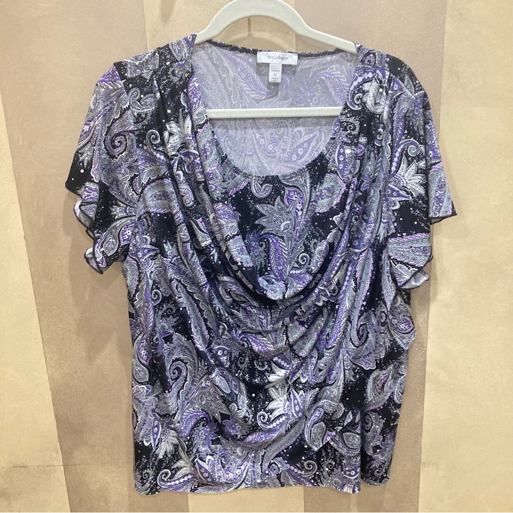Dress barn  Paisley Print Women's Top-2X-Glitter